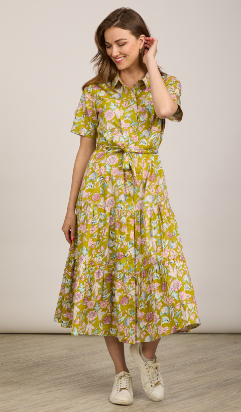 Flower shirt dress best sale